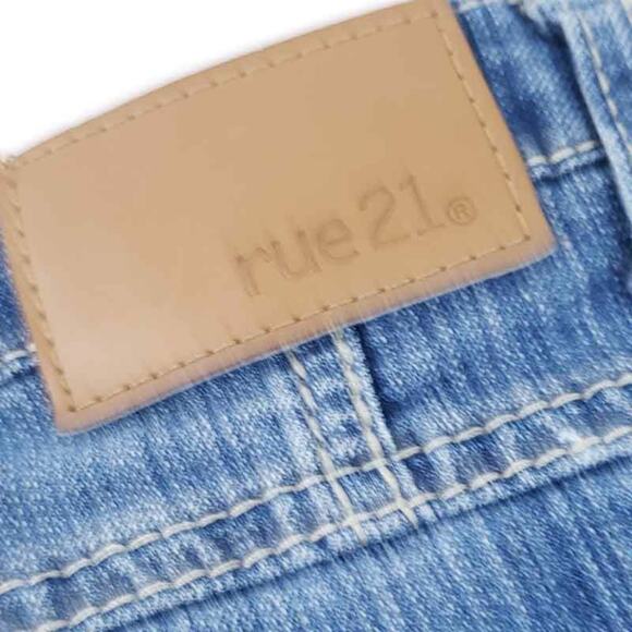 Rue 21  Blue Jean Denim Shorts Distressed Size 7/8, Cut Off Button Fly, Festival - Picture 4 of 4